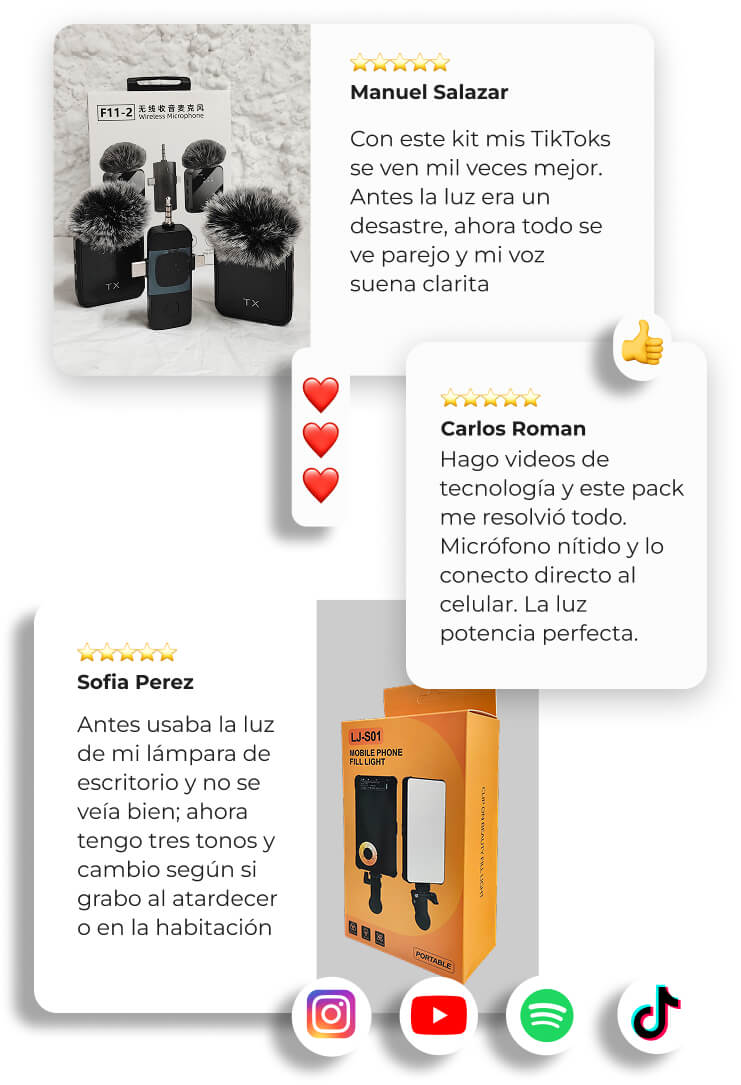 Combo para creadores de contenido y reseñas